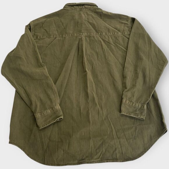 Levis Silver Tab Oversized Button Down Long Sleeve Shirt Olive Green Mens size L - Picture 7 of 11